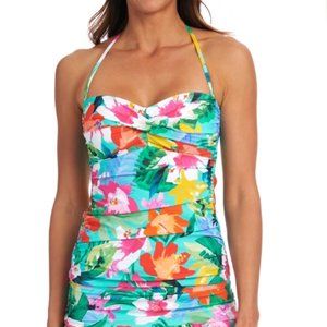 NWT La Blanca Tropea Breeze Bandeau Floral Tankini Top Sz 4